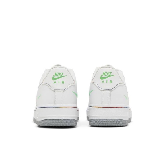Nike Air Force 1 Low WMNS White/LT Green Spark-Aluminum  Multi Swoosh - Picture 4 of 16